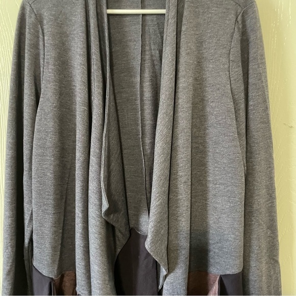 LOGO Lounge Lori Goldstein woman's open front cardigan Large blue draped casual - Picture 11 of 13